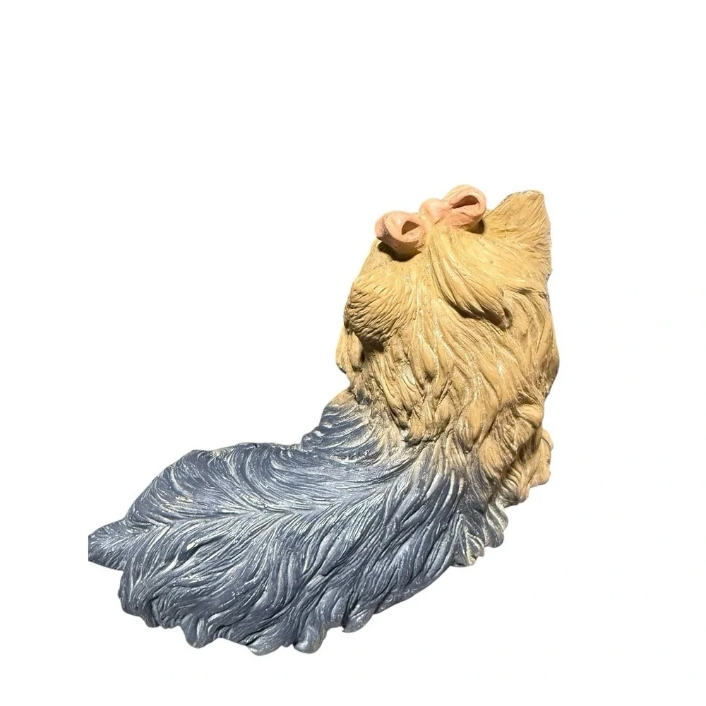 Vintage 1995 Yorkshire Terrier Homco Resin Dog Figurine Yorkie With Pink Bow